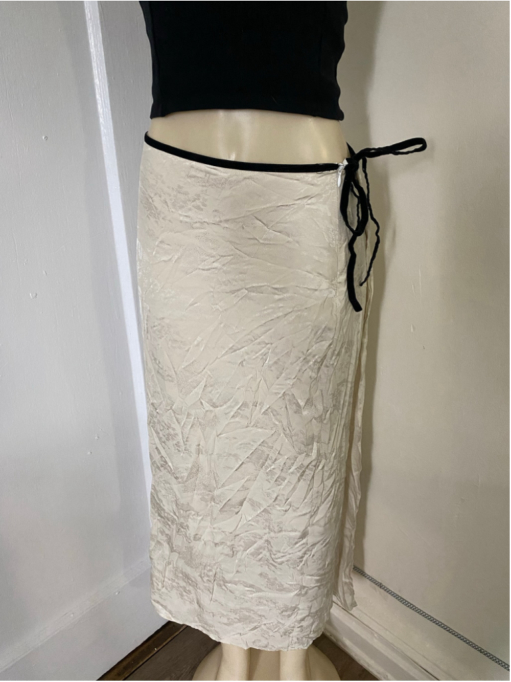 Coquette floral cream maxi wrap skirt